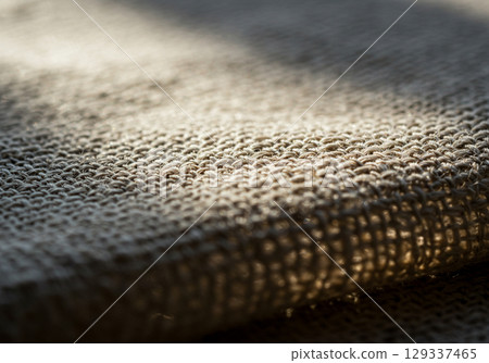 Closeup of Beige Burlap Fabric Texture 129337465