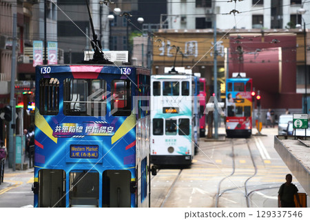 Foot of the common people of Hong Kong "Tram" (tram) Foot of the common people of Hong Kong who have been running since the British colonial times 129337546