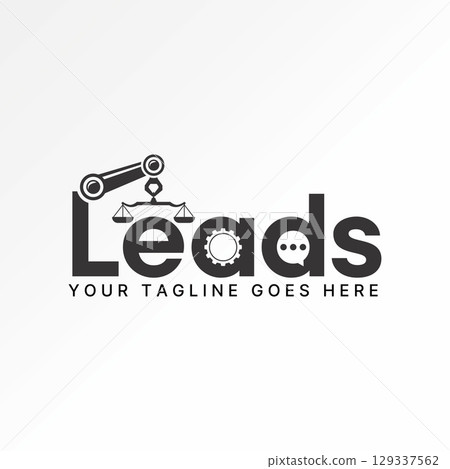Logo design graphic concept creative premium vector stock image top sell text word Leads with robot hand scales gear chat symbol best engineer balance 129337562