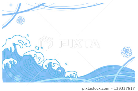 藍色波浪圖 藍色波浪圖 129337617