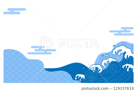 清爽的海日式向量插畫背景 129337618