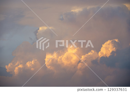 Summer sunset dramatic sky material sunny August 129337631