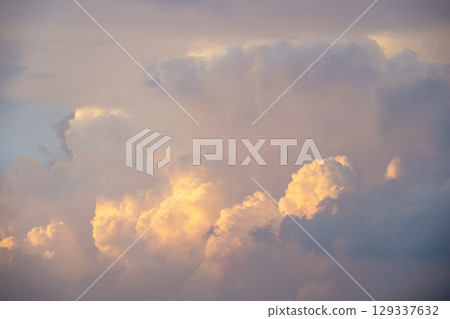 Summer sunset dramatic sky material sunny August 129337632