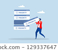 Priority manage task,planning with urgency list, critical or deadline work to be done, project planning concept,Work note with number and scheduling checklist vector illustration 129337647