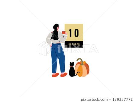 A woman looking at the October calendar A woman looking at the October calendar 129337771