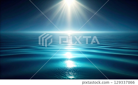 藍色發光舞台和聚光燈照亮的未來主義空間背景 129337866