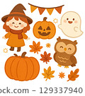 Halloween with jack-o-lantern and cute witch 129337940