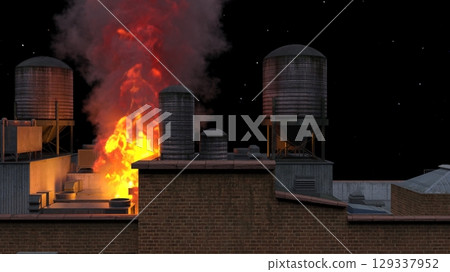 Cityscape under attack 129337952