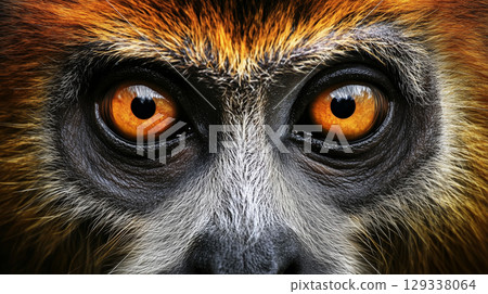 close up of a monkeys face 129338064