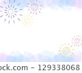 Watercolor background frame of summer image of fireworks 129338068