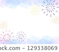 Watercolor background frame of summer image of fireworks 129338069