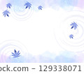 Watercolor background frame of blue autumn leaves and ripples for summer images 129338071