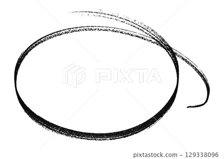 Black pencil highlight circle mark isolated on transparent background 129338096
