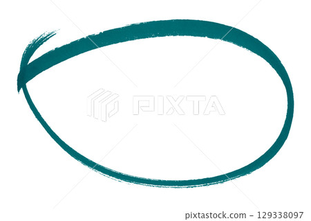 Green pencil highlight circle mark isolated on transparent background 129338097