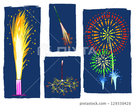 Fireworks illustration set 129338428