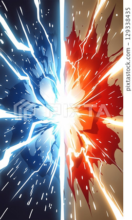 "Relative red and blue lightning background" 129338435