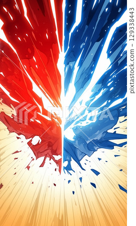 “相對紅色和藍色閃電背景” 129338443