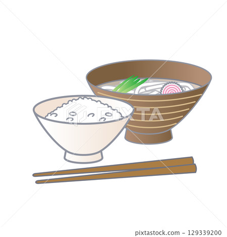 米飯和烏龍麵插圖 米飯和烏龍麵插圖 129339200