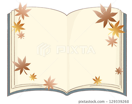 Frame illustration of a notebook and autumn leaves 129339268