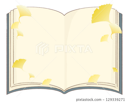 筆記本和銀杏框架插圖 129339271