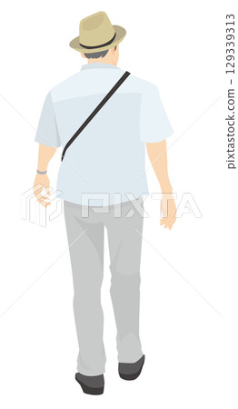 後面的觀點的一個行走的人 後面的觀點的一個行走的人 129339313