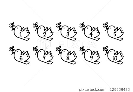 帶有數字的鴿子的向量插圖 129339423