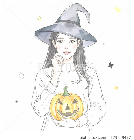 萬聖節服裝女孩插畫 萬聖節服裝女孩插畫 129339457