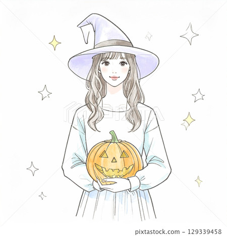 萬聖節服裝女孩插畫 129339458