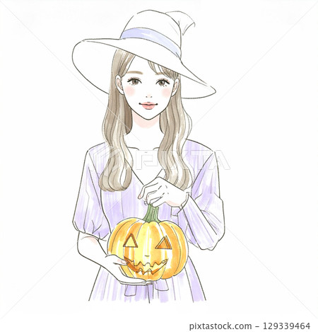 萬聖節服裝女孩插畫 萬聖節服裝女孩插畫 129339464