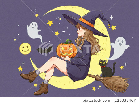 Halloween costume girl illustration Halloween costume girl illustration 129339467