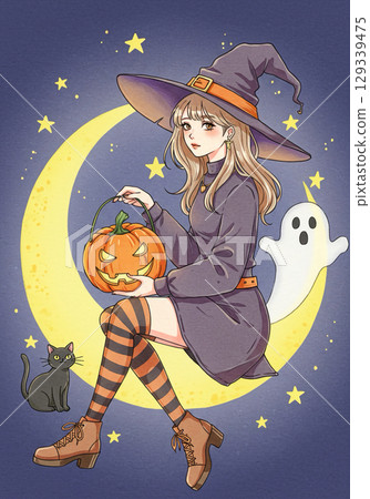 Halloween costume girl illustration 129339475