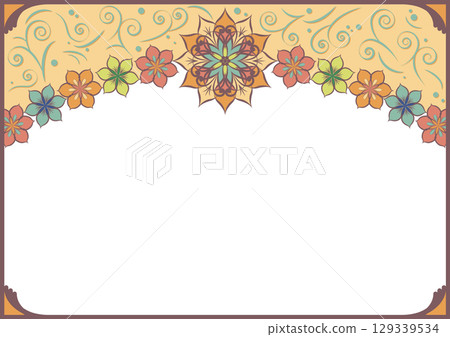 新藝術風格花框，暖色，水平 129339534