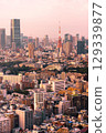 Tokyo Skyline with Tokyo Tower at Blue Hour, Japan 129339877