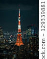 Close-up of Tokyo Tower and Tokyo cityscape at night 129339881