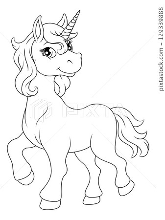 Unicorn Horn Horse Animal Cartoon Mascot From Myth 129339888