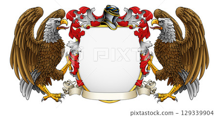 Eagle Coat of Arms Crest Heraldic Knight Shield 129339904
