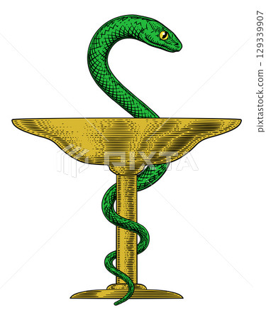 Bowl of Hygeia Snake Medical Pharmacy Sign Bowl of Hygeia Snake Medical Pharmacy Sign 129339907