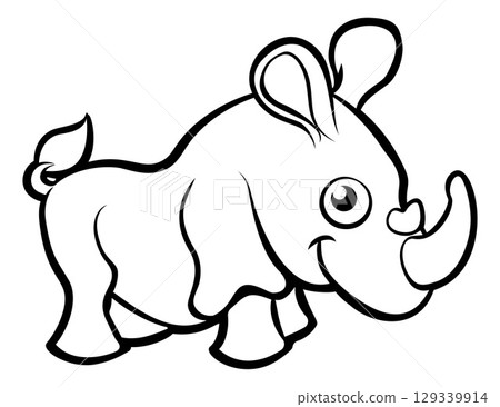 Rhino Cartoon Character Safari Animal Illustration 129339914