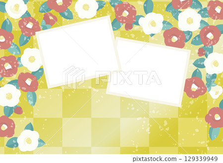 華麗山茶花相框賀年卡(無文字) 華麗山茶花相框賀年卡(無文字) 129339949