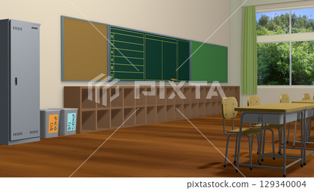 可用作動畫背景的教室場景(放學後,教室後面) 可用作動畫背景的教室場景(放學後,教室後面) 129340004