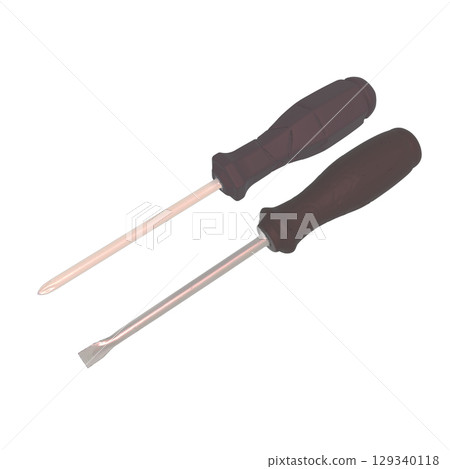 DIY 專案中用於擰螺絲的十字螺絲起子和平頭螺絲起子 129340118