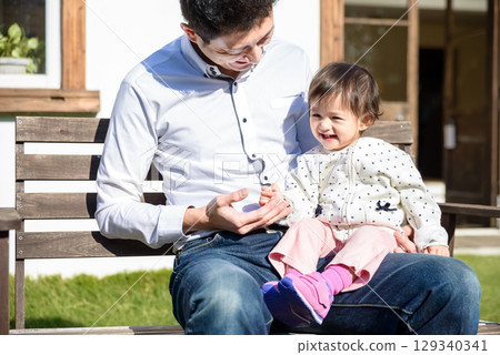 Parents and children father baby child care child care 129340341