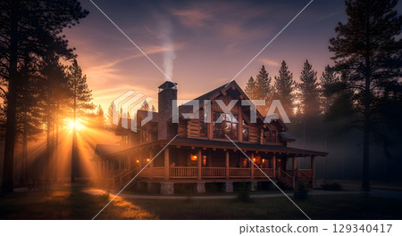 Beautiful log house 129340417