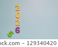 Vibrant 2026 Numbers on Pastel Blue, New Year and Future Concepts 129340420