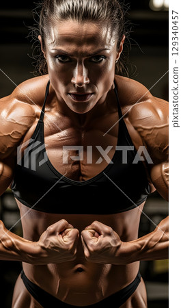 Woman doing muscle training 129340457