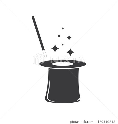Wand Magic hat icon vector template Wand Magic hat icon vector template 129340848