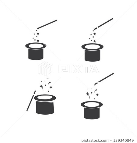 Wand Magic hat icon vector template Wand Magic hat icon vector template 129340849