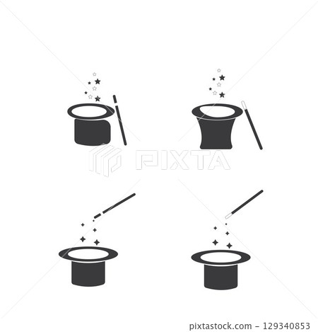 Wand Magic hat icon vector template Wand Magic hat icon vector template 129340853