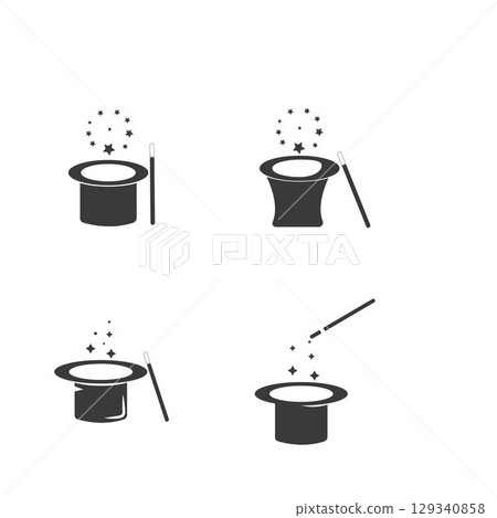 Wand Magic hat icon vector template 129340858