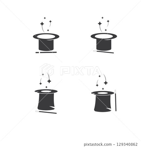 Wand Magic hat icon vector template Wand Magic hat icon vector template 129340862